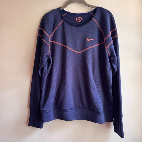 Nike Women's Sweatshirt Size XL Distressed Pullover Sweatshirt Coral Blue - Picture 1 of 7